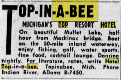 Hotel Top-In-A-Bee - Jul 1960 Ad (newer photo)